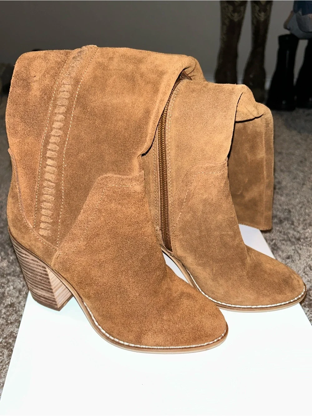 Steve Madden Women's Tan Suede Knee-High Block Heel Boots
